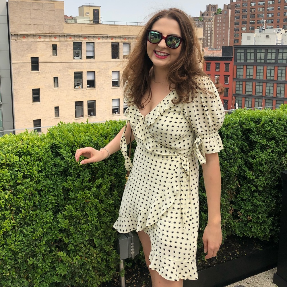 For Love and Lemons Heart-Print Wrap Dress